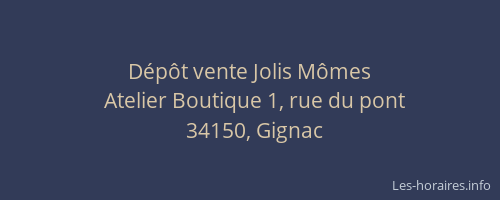 Dépôt vente Jolis Mômes