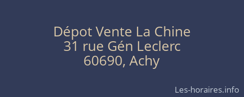 Dépot Vente La Chine