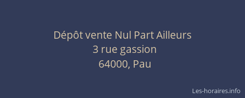 Dépôt vente Nul Part Ailleurs