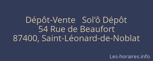 Dépôt-Vente   Sol'ô Dépôt