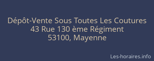 Dépôt-Vente Sous Toutes Les Coutures