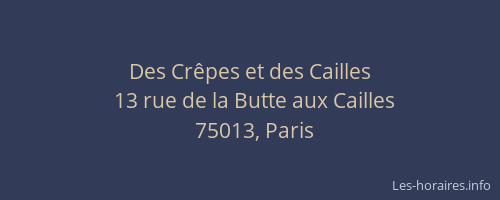 Des Crêpes et des Cailles