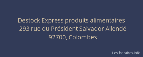 Destock Express produits alimentaires