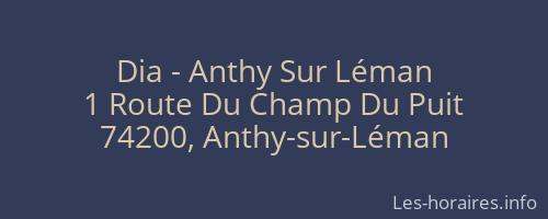 Dia - Anthy Sur Léman