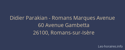Didier&nbsp;Parakian - Romans Marques Avenue