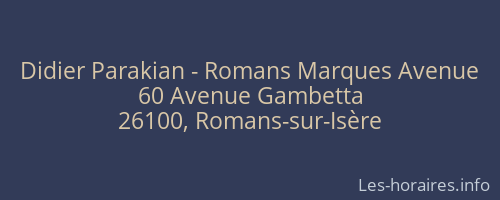 Didier Parakian - Romans Marques Avenue