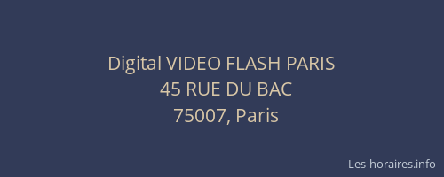 Digital VIDEO FLASH PARIS