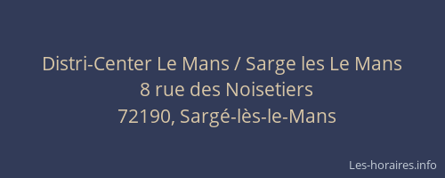 Distri-Center Le Mans / Sarge les Le Mans