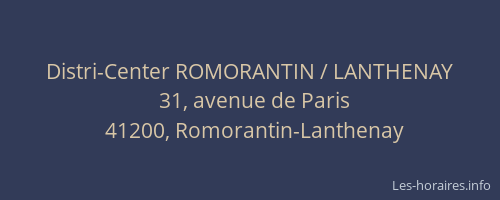 Distri-Center ROMORANTIN / LANTHENAY