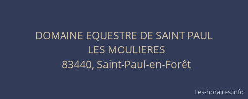 DOMAINE EQUESTRE DE SAINT PAUL