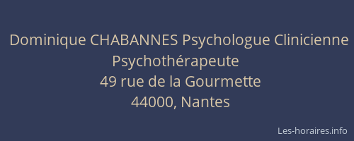 Dominique CHABANNES Psychologue Clinicienne Psychothérapeute