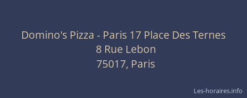Domino's Pizza - Paris 17 Place Des Ternes