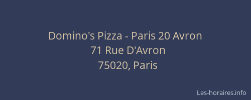 Domino's Pizza - Paris 20 Avron
