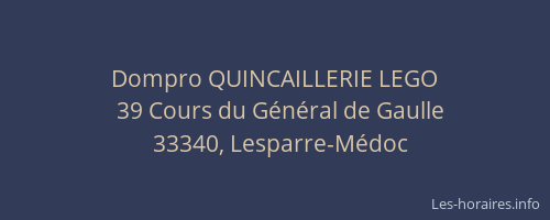 Dompro QUINCAILLERIE LEGO