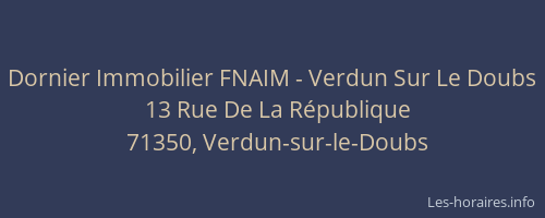 Dornier Immobilier FNAIM - Verdun Sur Le Doubs