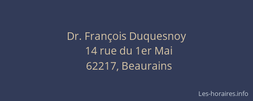 Dr. Fran&ccedil;ois Duquesnoy