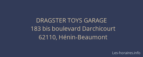 DRAGSTER TOYS GARAGE