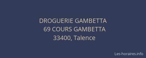 DROGUERIE GAMBETTA