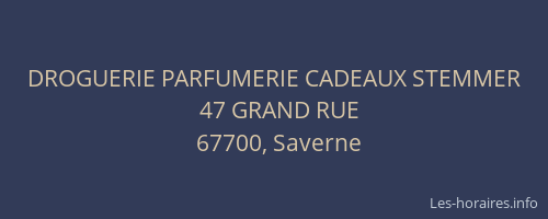 DROGUERIE PARFUMERIE CADEAUX STEMMER