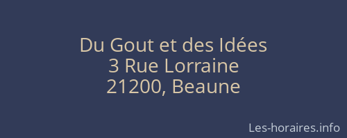 Du Gout et des Idées