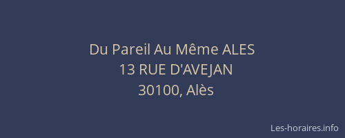Du Pareil Au M&ecirc;me ALES