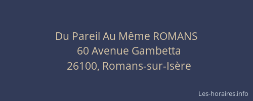 Du Pareil Au M&ecirc;me ROMANS