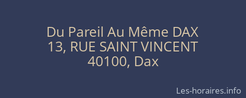 Du Pareil Au Même DAX