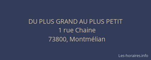 DU PLUS GRAND AU PLUS PETIT