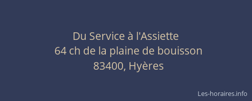 Du Service à l'Assiette