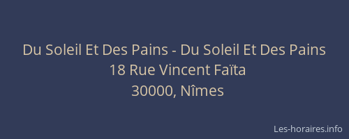 Du Soleil Et Des Pains - Du Soleil Et Des Pains