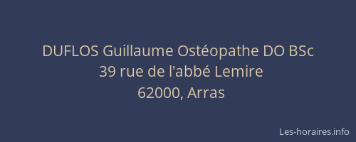 DUFLOS Guillaume Ostéopathe DO BSc