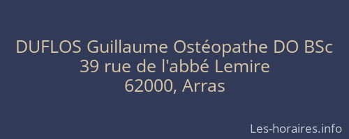 DUFLOS Guillaume Ostéopathe DO BSc