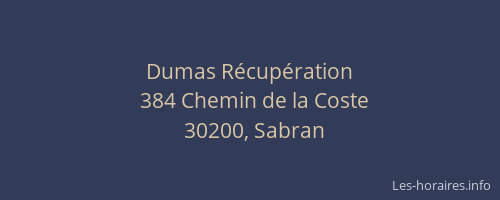 Dumas R&eacute;cup&eacute;ration