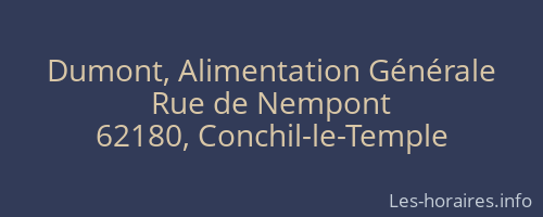 Dumont, Alimentation Générale