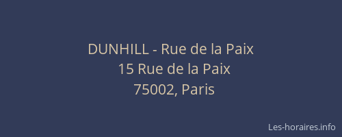 DUNHILL - Rue de la Paix