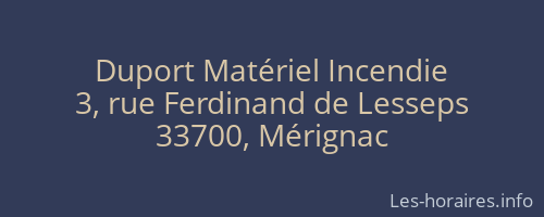 Duport Matériel Incendie
