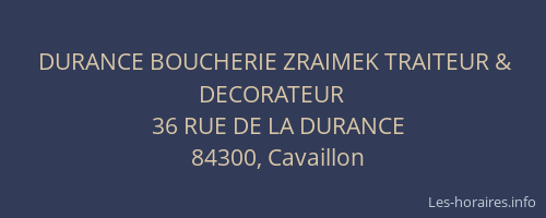 DURANCE BOUCHERIE ZRAIMEK TRAITEUR & DECORATEUR