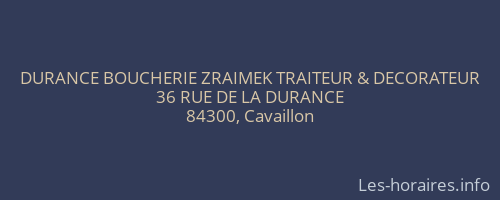 DURANCE BOUCHERIE ZRAIMEK TRAITEUR & DECORATEUR