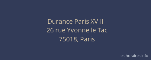 Durance Paris XVIII