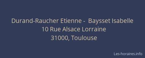 Durand-Raucher Etienne -  Baysset Isabelle