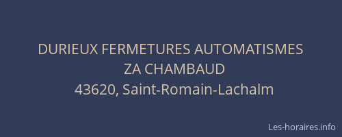 DURIEUX FERMETURES AUTOMATISMES