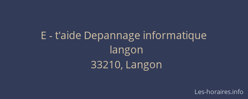 E - t'aide Depannage informatique