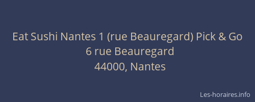 Eat Sushi Nantes 1 (rue Beauregard) Pick & Go