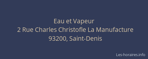 Eau et Vapeur