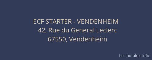 ECF STARTER - VENDENHEIM