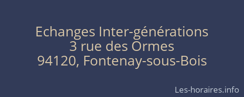Echanges Inter-générations
