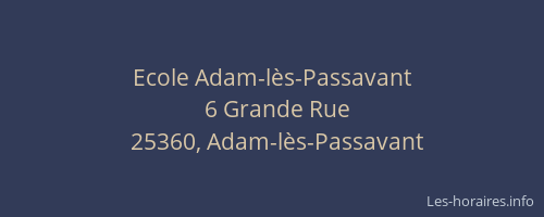 Ecole Adam-l&egrave;s-Passavant