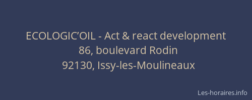 ECOLOGIC’OIL - Act & react development