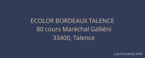 ECOLOR BORDEAUX TALENCE