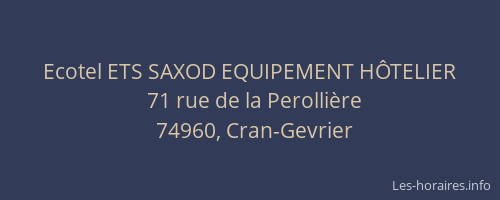 Ecotel ETS SAXOD EQUIPEMENT HÔTELIER